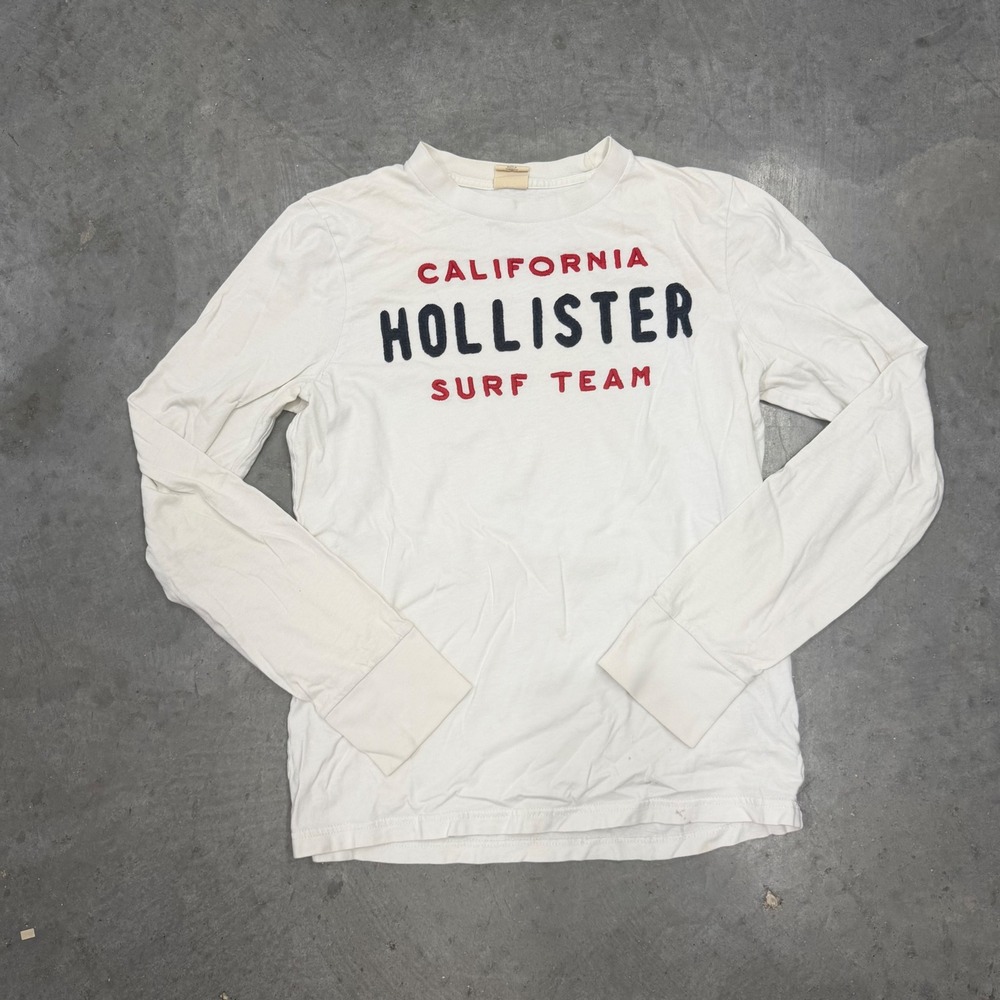 Y2K 2000s Hollister California Surf Team Long Sleeve Graphic Tee White Mens L